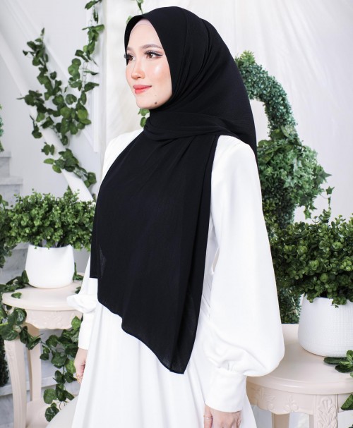 Hayyan Pleated Shawl (Midnight)