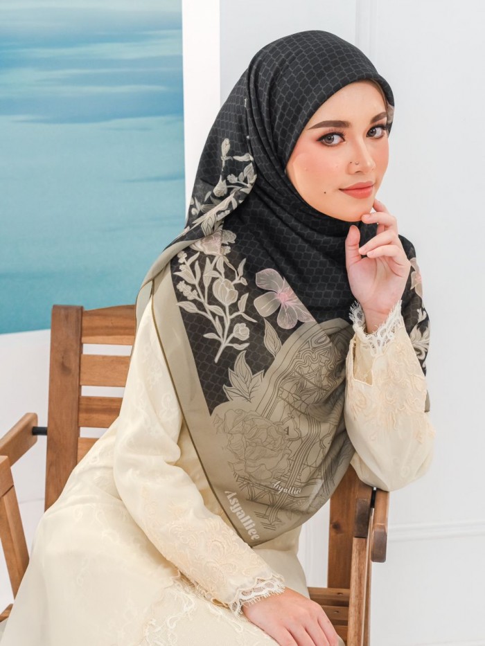 BAWAL PRINTED - ELIZABETH ( JET BLACK )