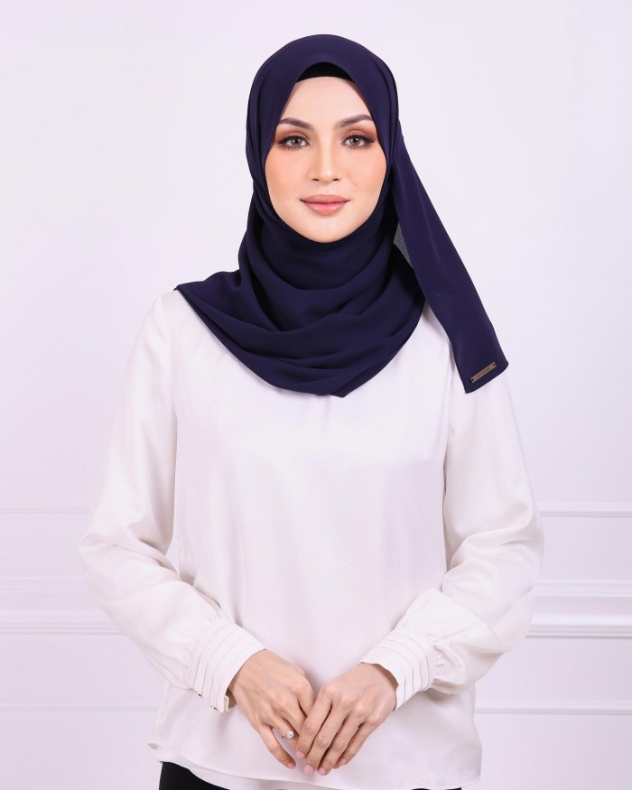 Basic Premium Chiffon Shawl (Navy Blue)