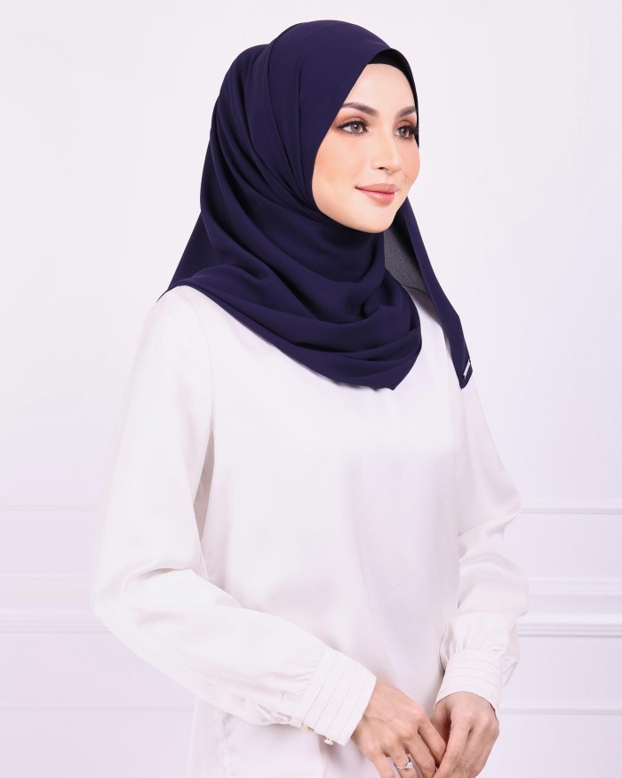 Basic Premium Chiffon Shawl (Navy Blue)