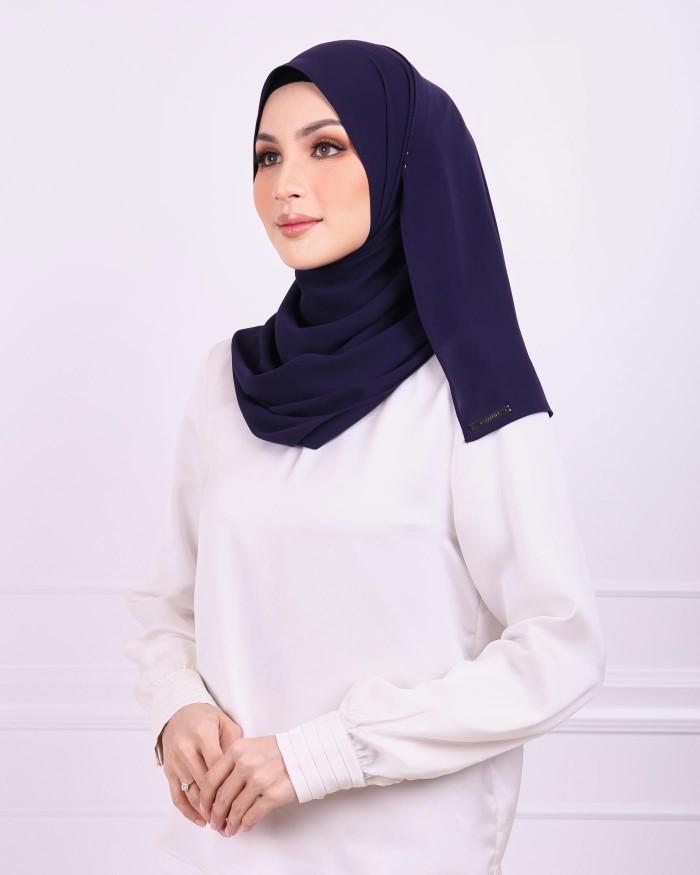 Basic Premium Chiffon Shawl (Navy Blue)