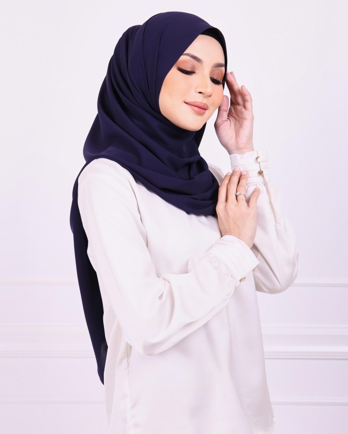 Basic Premium Chiffon Shawl (Navy Blue)