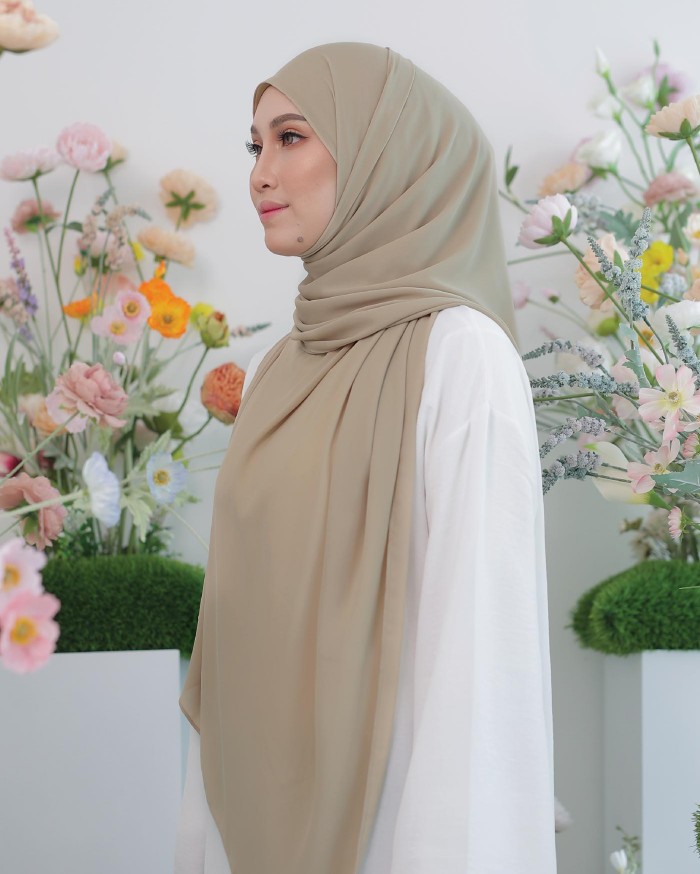 ASYALLIEE BASIC CHIFFON SHAWL ( WOOD ASH )