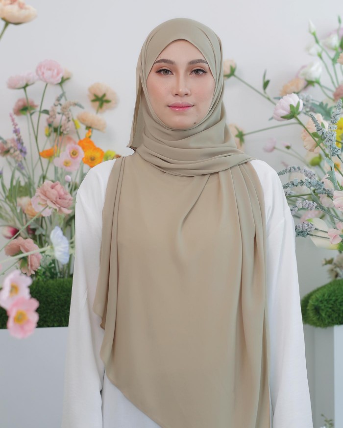 ASYALLIEE BASIC CHIFFON SHAWL ( WOOD ASH )